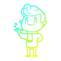 cold gradient line drawing happy cartoon man