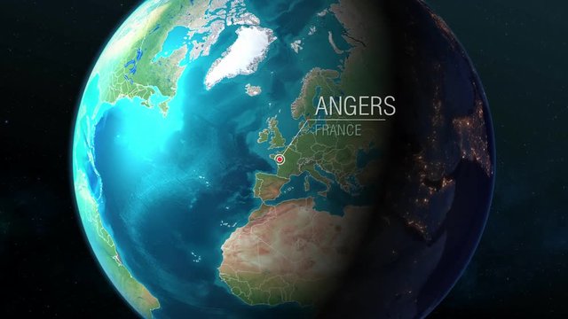  France - Angers - Zooming from space to earth