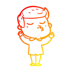 warm gradient line drawing cartoon model guy pouting