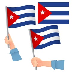 Cuba flag in hand set
