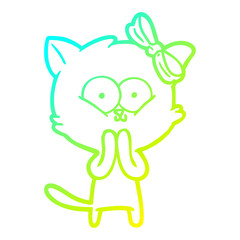 cold gradient line drawing cartoon cat