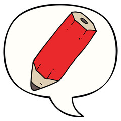 cartoon pencil and speech bubble