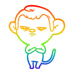rainbow gradient line drawing cartoon monkey
