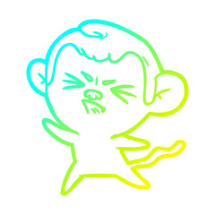 cold gradient line drawing cartoon angry monkey