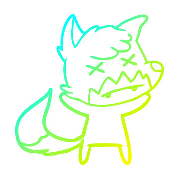 recommend clip art: cold gradient line drawing cartoon cross eyed fox