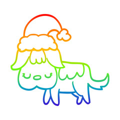 rainbow gradient line drawing cute christmas dog