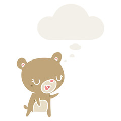 cartoon bear and thought bubble in retro style