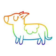 rainbow gradient line drawing cartoon standing dog
