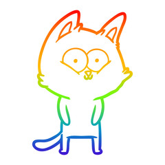 rainbow gradient line drawing cartoon cat