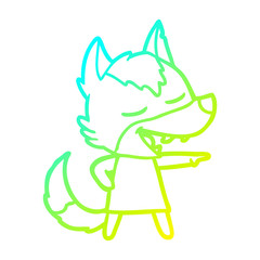 cold gradient line drawing cartoon wolf laughing