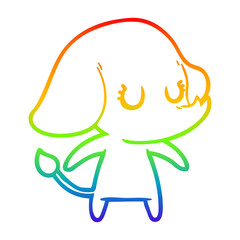 Obraz premium rainbow gradient line drawing cute cartoon elephant
