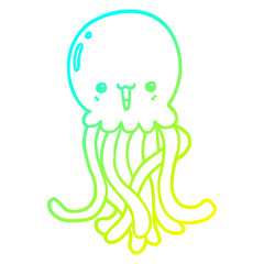 cold gradient line drawing cartoon jellyfish