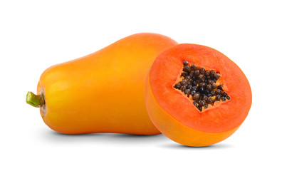papaya on white background