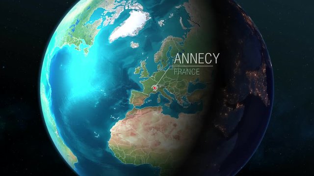 France - Annecy - Zooming from space to earth