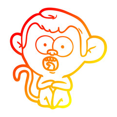 warm gradient line drawing cartoon shocked monkey