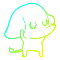 cold gradient line drawing cute cartoon elephant