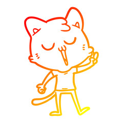 warm gradient line drawing cartoon cat singing