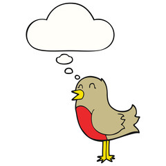 cartoon bird and thought bubble