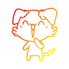warm gradient line drawing laughing little dog cartoon