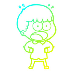 cold gradient line drawing cartoon shocked man