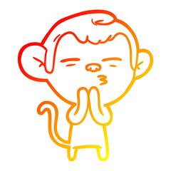 warm gradient line drawing cartoon suspicious monkey