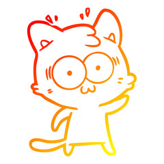 warm gradient line drawing cartoon surprised cat