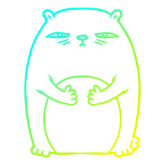 cold gradient line drawing cartoon tired annoyed bear