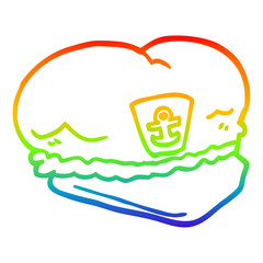 rainbow gradient line drawing cartoon sailor hat