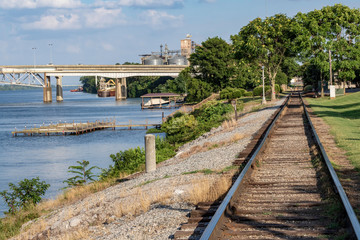 Railroad tracks alongside the Tennessee River