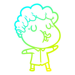 cold gradient line drawing cartoon man pulling face