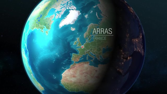  France - Arras - Zooming from space to earth