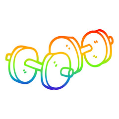 rainbow gradient line drawing cartoon pair of dumbbells