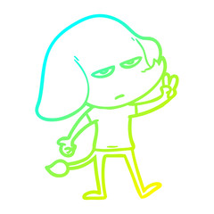 cold gradient line drawing annoyed cartoon elephant
