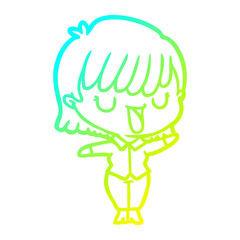 cold gradient line drawing cartoon woman