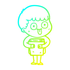 cold gradient line drawing cartoon man staring