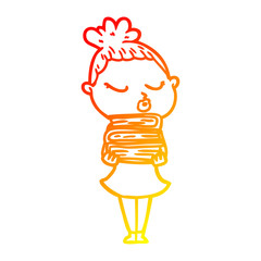 warm gradient line drawing cartoon calm woman