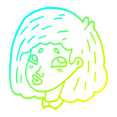 cold gradient line drawing cartoon face girl