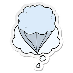 cartoon cloud symbol and thought bubble as a printed sticker