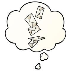 cartoon letters and thought bubble in smooth gradient style