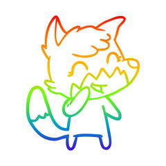 rainbow gradient line drawing happy cartoon fox