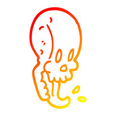 warm gradient line drawing cartoon crazy skull