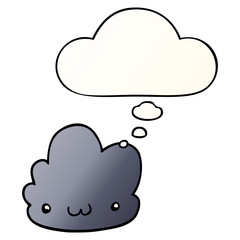 cute cartoon cloud and thought bubble in smooth gradient style