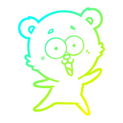 cold gradient line drawing laughing teddy  bear cartoon