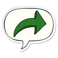 cartoon pointing arrow and speech bubble sticker