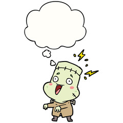 cartoon undead monster man and thought bubble
