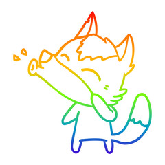rainbow gradient line drawing howling wolf cartoon