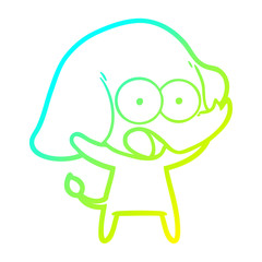 Obraz premium cold gradient line drawing cute cartoon elephant