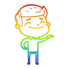rainbow gradient line drawing happy cartoon man