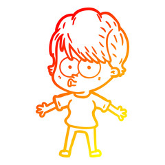 warm gradient line drawing cartoon woman