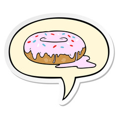 cartoon donut and speech bubble sticker